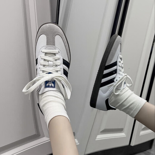 阿迪达斯 （adidas）OriginalsSambaOG经典百搭休闲鞋白色铁灰灰色官方正品 白绿IH4882 36