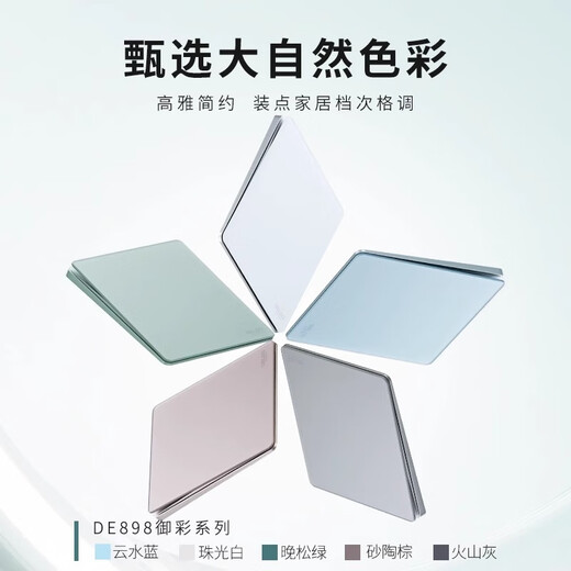 Delixi Electric Delixi glass ultra-thin switch socket 86 type one-open multi-hole power supply 5-hole household concealed 898 green panel one-open single control