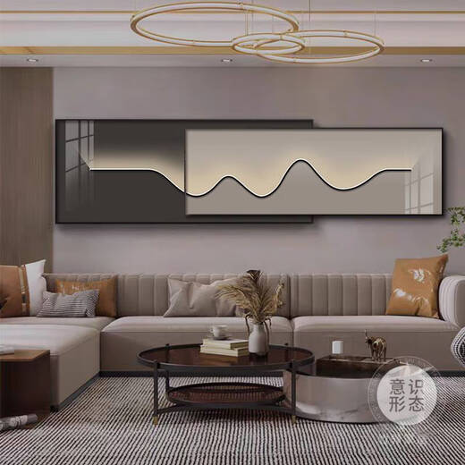 Pupan Light Luxury Modernes Wohnzimmer Dekoration Malerei Italienisch minimalistischer Stil Sofa Hintergrund wand hängende Malerei Atmosphärische Sinn überlagerte Wandmauer E1327 Helle Lichter A 8030 groß + 8020 klein = Gesamt überlagerte Länge 110 Hoch
