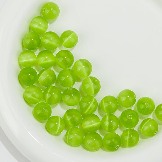 DL 1998 Fat Donglai same style peridot loose beads selected olive green cat's eye stone DIY bracelet accessories hand-woven hand olive green cat's eye about 10mm/5 pieces - for matching