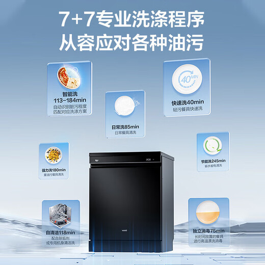 VATTI dishwasher Gemini 16+1 set household large capacity full range washing first level coverage 105 hot air drying five star independent disinfection frequency conversion full range spray dishwasher D2000