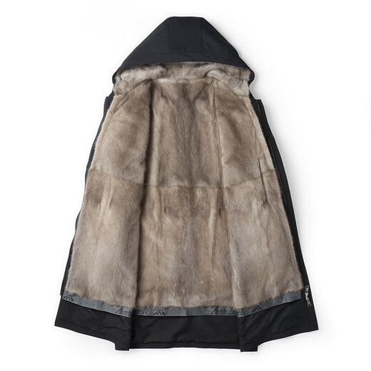 Caesars Pygie Mink Innerer Boden Herrenfell Nerzmantel Voller Nerzhetschempfahl Nickelmantel Abnehmbarer innerer unten Navy 2xl