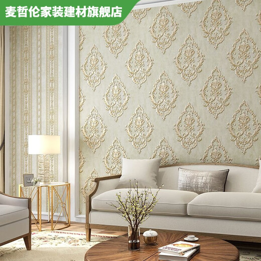 
Vinoa European style wallpaper precision pressing bedroom living room TV background wall 3D three-dimensional Damascus AB version wallpaper D style PE1105/meter gray (large flower style)