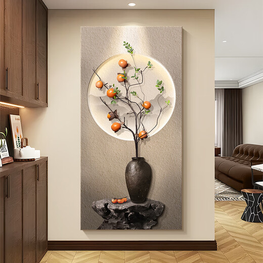 Long time no see Shishi Ruyi new Chinese style entrance decorative painting three-dimensional sandstone corridor aisle hanging painting vertical entrance door mural
