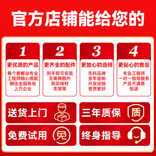 先科会议室音响设备全套装组合家庭影院KTV音乐学校培训专用系统蓝牙功放麦克风一体机壁挂舞台音箱K5V 【四8吋音响套装】两话筒（120-240平）