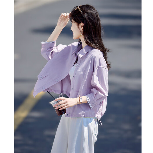 
Shangjing casual jacket for women in summer new women's commuting versatile lapel fashionable light and comfortable sun protection short jacket for women