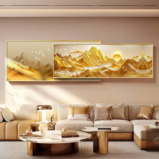 Yonghuan Rizhao Jinshan Salon Sofa Fond Decoration Mur Painting Light Luxury Mural Light Painting convient aux grands peintures suspendues murales blanches. Retour à YouShan C Style 33 * 80 + 26 * 80 = Longueur totale en aluminium
