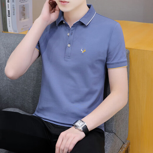 HLA Business Bull Head Polo T-shirt à manches courtes en coton pur