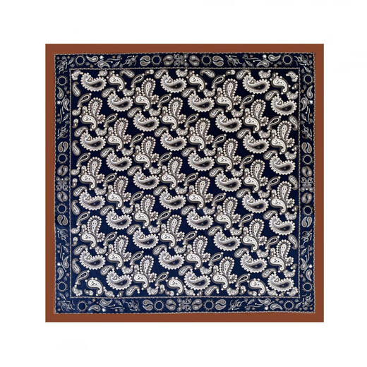 Navy Cashew 53 Bufanda cuadrada pequeña de seda Bufanda de seda coreana para mujer Bufanda de seda de morera Bufanda de moda geométrica Regalo ZS5353-Rejilla trasera beige 53*53