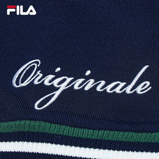 
FILA Yang Mi's official File women's knitted skirt 2025 autumn new fashionable casual color-block sleeveless dress Secret mirror blue-DB L 170/88A/L