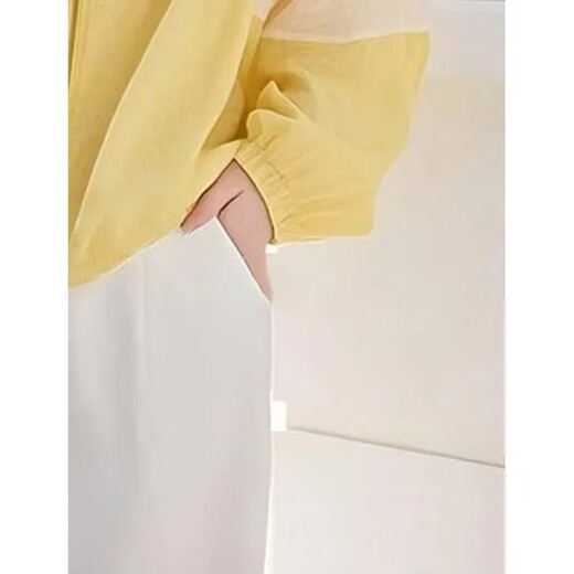 Woodpecker (TUCANO) 2025 summer new design contrast color splicing sunscreen short jacket for women loose and loose versatile long-sleeved top main picture color S recommended 80-100 Jin [Jin equals 0.5 kg]