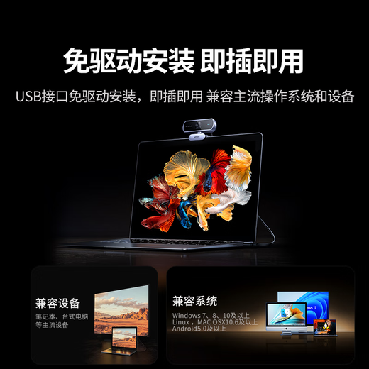 Greenlink 4K HD USB external computer camera 8 million pixels dual microphone auto focus desktop laptop video call office online class live conference 65381