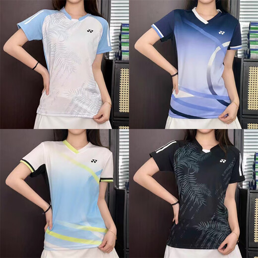 Yonex's new badminton uniform for men and women quick-drying breathable short-sleeved competition uniform for couples golf T-shirt customization silver 9227 meters white shorts 2XL