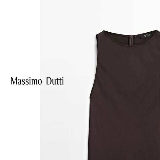 
Massimo Dutti autumn new product 2025 women's old-fashioned style exquisite light luxury long satin halter neck dress 06685530 Chocolate color XS (CN 165/84A)