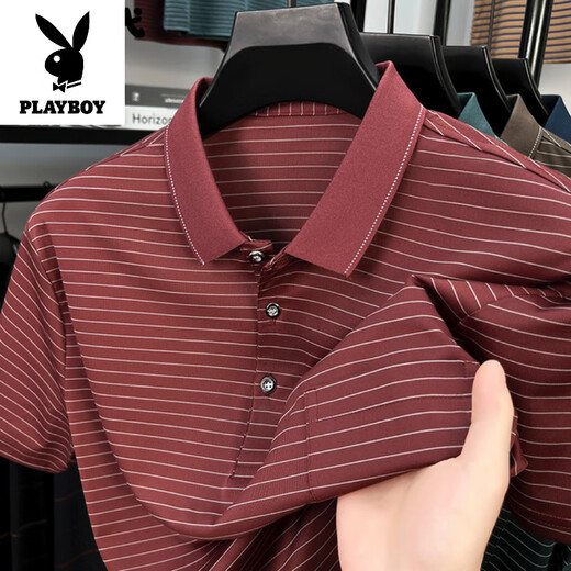 Playboy (Playboy) Leichter luxuriöser Sommer neuer Männer loser kurzärmeliges T-Shirt Pure Cotton T-Shirt bequem und ungezwungen echtes Taschen mit mittlerem Alter 9757 Green M 170/50 empfohlen 110-130jin [Jin gleich 0,5 kg]