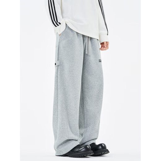 Bmuvlss high-end brand men's lazy style straight casual pants men's 2025 spring and autumn sports style loose sweatpants men's trendy brand gray XL