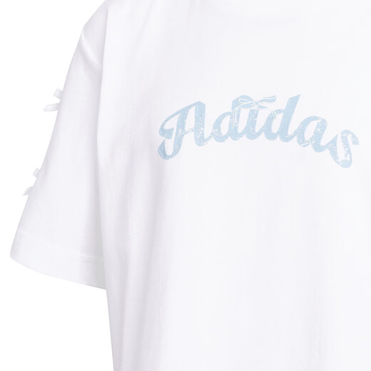 Adidas (adidas) Camiseta de ropa para niñas para niños 25 Summer 101 Spot Dog Article Estilo de marca Embellido Agodón puro de algodón corto KG6626 KG6625 White 165 (Etiqueta 164)