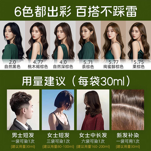 Lovewarmth Worry-Free Bubble Hair Dye Bag Packed One Wash Black Small Packaging Plant Natural Pure Hair Dye Cream for Middle-aged and Elderly People to Cover Gray Hair Gorgeous Honey Brown Total 12 bags Chest-length hair dignified and versatile | Covers a small amount of white hair