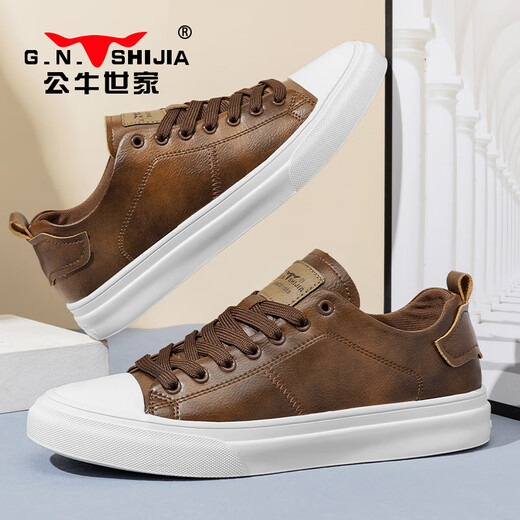 G.N.Shijia Light Luxury Brand Herrenschuhe Frühling und Sommer Neugeschäft Casual Schuhe Herren weiße Schuhe Herrenbronze [Vier-Jahreszeiten-Single-Schuhe] GN124101003 41
