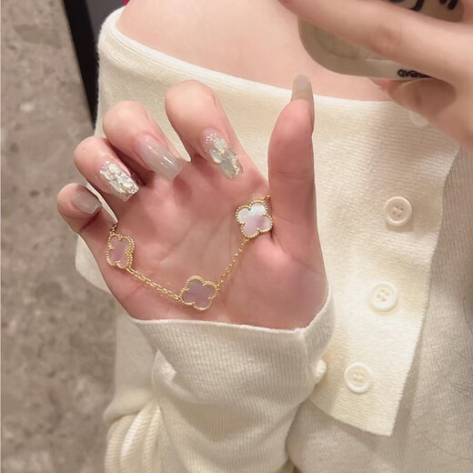 18k gold five-flower bracelet carnelian laser diamond white mother-of-pearl AU750 rose gold four-leaf clover clover bracelet 18k gold carnelian five-flower