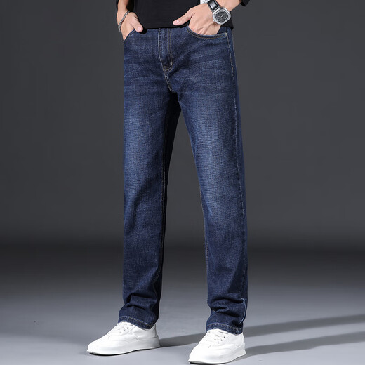 AEMAPE American Apple high-end jeans men's summer thin style trendy casual and versatile loose straight stretch long trousers men 6211 black regular size 30 waist circumference 2 feet 3 suitable for 110-120 Jin [Jin equals 0.5 kg]