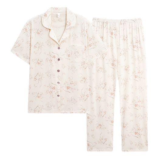 Arktis Velvet (Bejirog) Pyjamas für Frauen 2025 Neuer Sommerdünn Baumwolle kurzärmelige Hosen mittleren Alters und ältere Muttermütter Anzug
