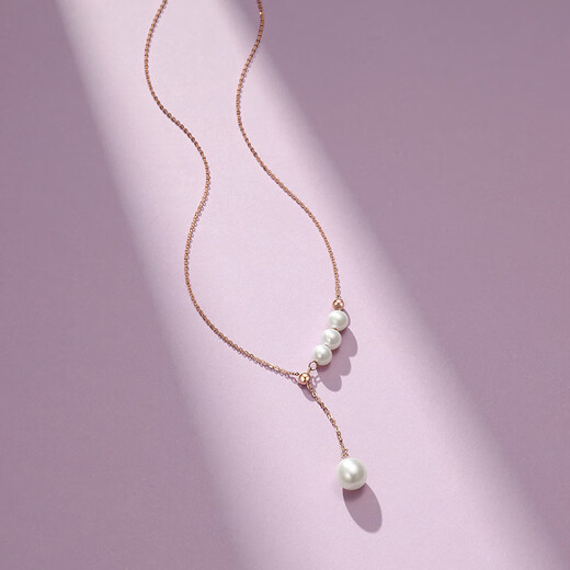 Chao Acer Admiration 18K gold necklace for women rose gold pearl clavicle chain as a birthday gift for girlfriend, chain about 45cm
