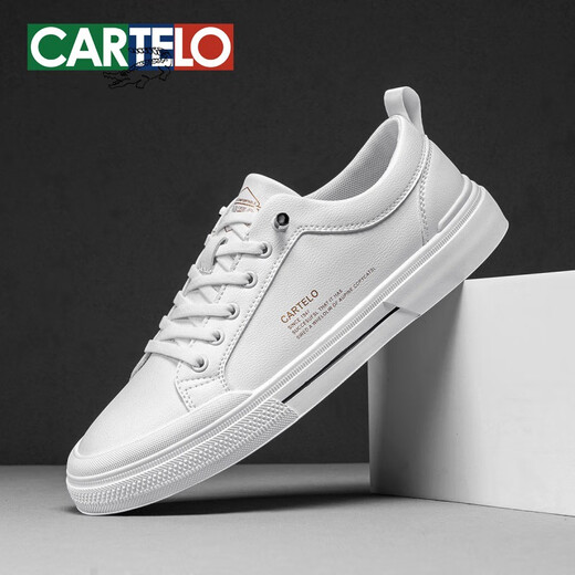 Katile crocodile men's shoes for summer breathable low-top white shoes with one foot, trendy shoes, sports and casual leather shoes for men EY6624 white 38