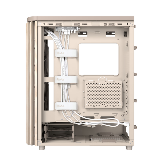 ASUS ProArt Creative Country PA401 Oatmeal White MESH Edition Chassis Wood Art Front Air Grille/Tool-Free Disassembly/Power Button Lock