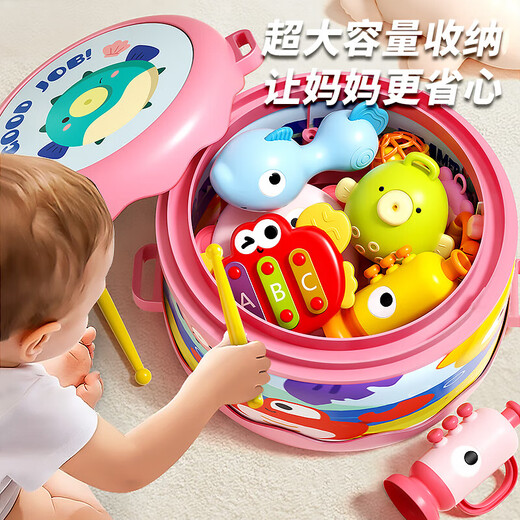 Percussion Instrument Baby Rassel Drum Schläger Schlagzeug Beat Baby Kindergärtner Frühes Modell Rassel Rassel Schlagzeug Taille Drum Rasseln Spielzeuggirl -Model - Puzzle [doppelseitige Trommel] kann am 1. Juni Kindertag Early Early Education Rassel Geschenkbox gelagert werden