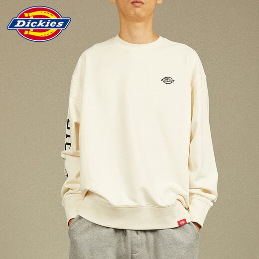 
Dickies round neck sweatshirt autumn and winter new style men and women couple casual loose printed logo pullover top Cream white 12596 colorful LOGO-same style for men and women XS