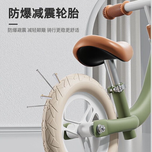 【全网爆款】儿童平衡车无脚踏自行车2-3-6岁小孩玩具礼物滑行车 12寸 绿色黑发泡轮 80-110cm