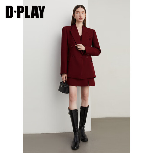 DPLAY 2025 Autumn New Red Minimalist Suit Feminine Fashion Casual Jacket Suit Suit Anchor Red-Suit M