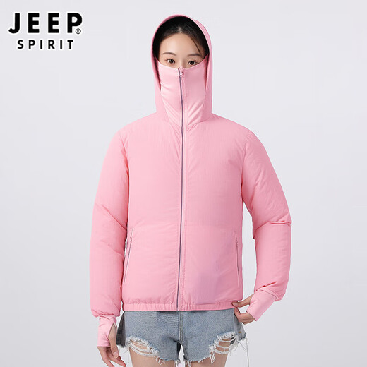 JEEP SPIRIT air-conditioned clothes for men and women with fan, sun protection and cooling for couples, outdoor construction site fishing men's work clothes, female pink-single clothes XL