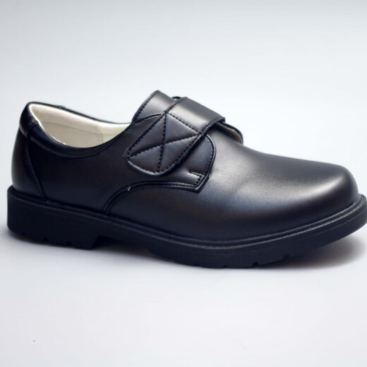 JIANQII primary and secondary school students perform leather shoes for men, teenagers, junior high school students, boys, Shenzhen school shoes for black Velcro 882 40 inner length 24.5cm