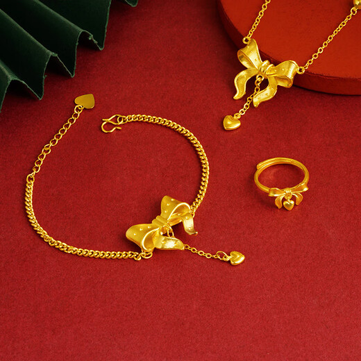 Maisi Ji Bangladesh Red Gold Vietnamese Sand Gold Bow Necklace Light Luxury Women Long Lasting Versatile Imitation Gold Cartoon Cute Free Necklace X2085