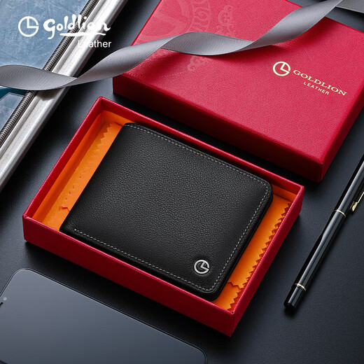 
Goldlion's new genuine leather business wallet men's first layer cowhide cowhide cow cow wallet black_A_FA741048-111