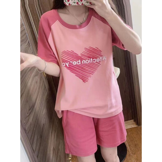 子木雅居睡衣女夏短袖纯棉2022新款韩版学生可爱家居服女春秋薄款大码套装 短袖套装--G6636 M 女--【80-100斤】