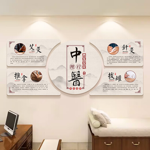 
Traditional Chinese Medicine Museum Cultural Image Wall Hanging Paintings Physical Therapy Promotion Wall Mural Painting Health Museum Background Wall Decoration and Atmosphere Layout YA11303 (3MM+Cherv Board) Small