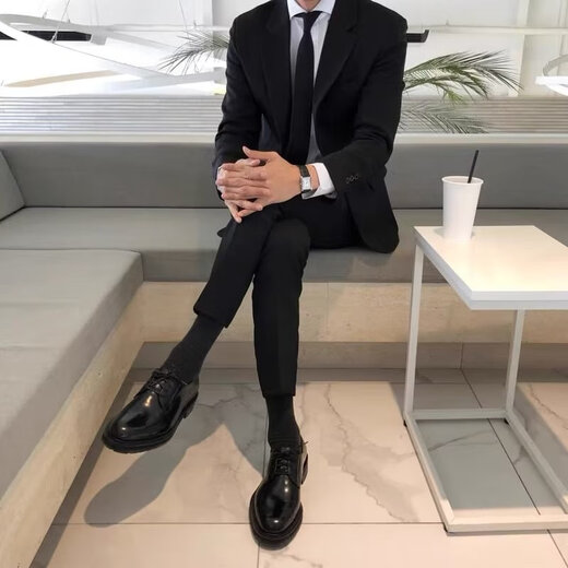 Playboy Spring and Autumn Korean style casual suit jacket men's black loose student formal business suit suit men's trend black suit + white shirt + trousers free tie XL recommended 115-135 Jin Jin equals 0.5 kg