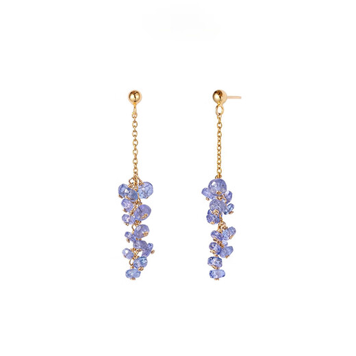 DL 1998 Fat Donglai same style tanzanite earrings lavender earrings natural tanzanite 925 silver original handmade pine wood gift box packaging