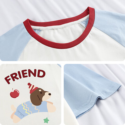 Hanziduo Cartoon Dachshund Hunde Drei-teilig Paar Pyjamas Frauen Sommer kurzärmelige Shorts Frühling und Herbst reine Baumwollhose Herrenhauskleidung Z3879 Herreneis Seidenstil L.
