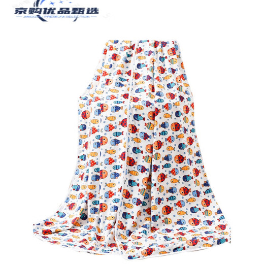 Cotton silk artificial cotton double layer blanket for children and infants summer thin cover single quilt double-sided cotton silk summer cool quilt Blossoming pink 110*140cm (double layer single cover)