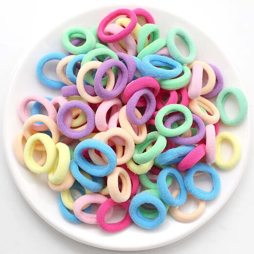 Children's hair rope, children's seamless hair ring, does not hurt hair, colorful hair rope, towel ring, high elasticity, girl's braid, children's small circle, black, 100 pieces