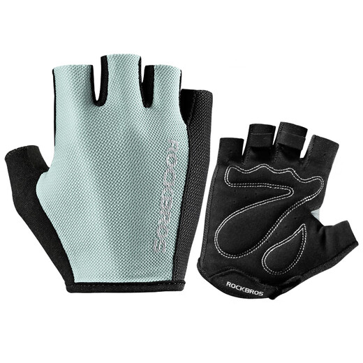 Rockbros Halbfinger -Fahrhandschuhe Fahrradhandschuhe im Freien Mountainbike Sporthandschuhe Kurzfinger Sommer und Frauen Ausrüstung Frühling und Sommer atmungsaktueller halbe Fingerhandschuhe - grauer Schwamm schockdes L -Größe