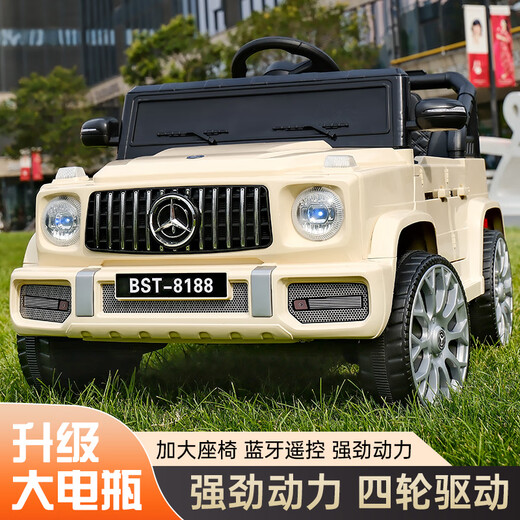 Fun baby electric car for children, four-wheel car, baby toy car that can sit on for adults, boys and girls, large G off-road stroller with remote control, knight black, four-wheel drive remote control + 12V large battery