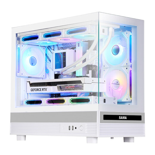 先马（SAMA）小惊鸿 白色MATX海景房游戏电脑机箱 270°全景/双面玻璃/支持360水冷/9风扇位/410mm长显卡/U2+U3
