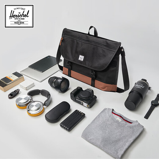 
Herschel Canada Hexing 25 years new product classic series COVE crossbody bag 22.5L outing casual bag Black/saddle brown
