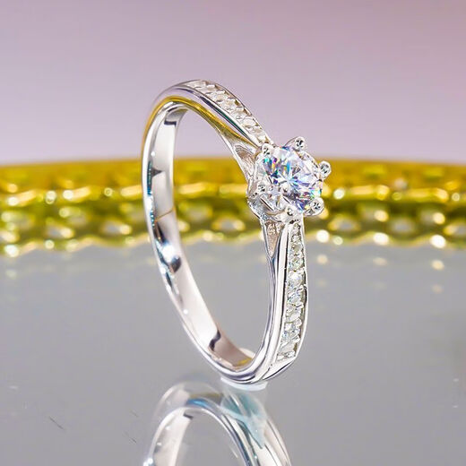 18pt950 moissanite diamond ring for women, fashionable classic six-claw straight arm 30-cent diamond ring for engagement ring 2g 30-cent size 8