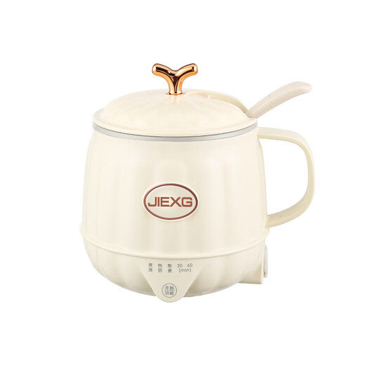 JIEXG German JIEXG hot milk cup office small one-person health cup household multi-functional stew cup boiling cup rice chestnut white with stirring spoon ceramic glaze liner 0.5L 500ML